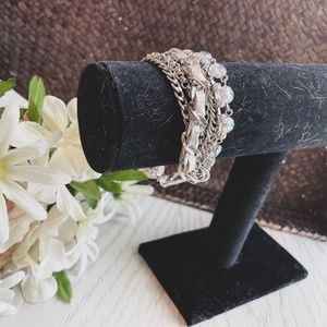 Leather/Beaded/Rhinestone Magnetic Bracelet